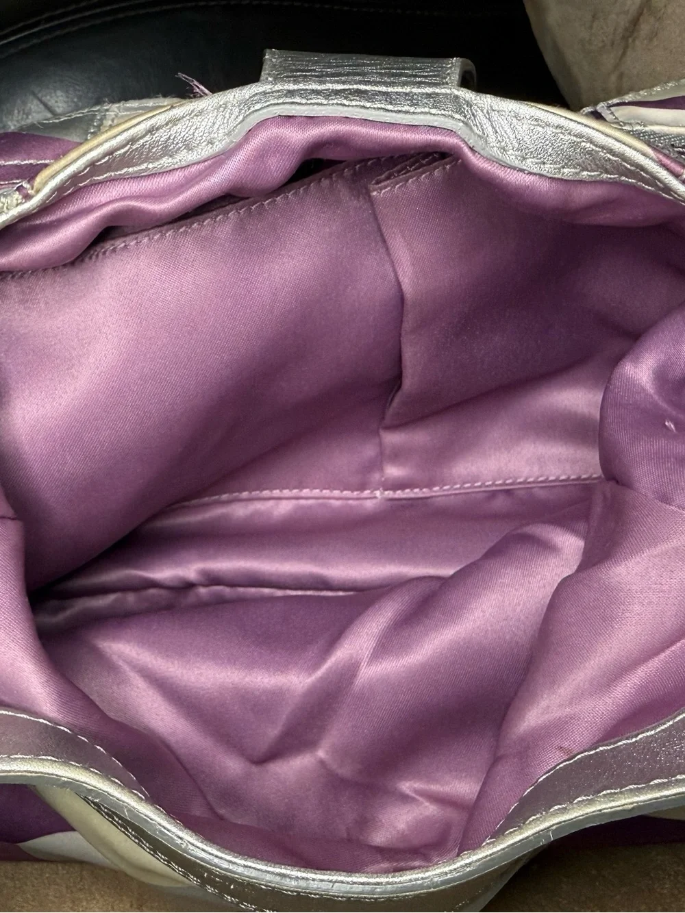 Vintage Y2K Coach Soho Lynn Scarf Print Hobo Bag Purple Silver F17406